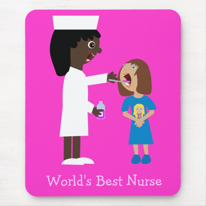 World's Best Nurse Cute Cartoon Nurse & Child Mousepads