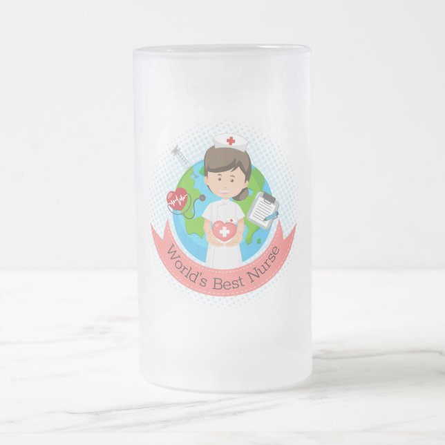 World's Best Nurse Frosted Glass Beer Mug (Center)
