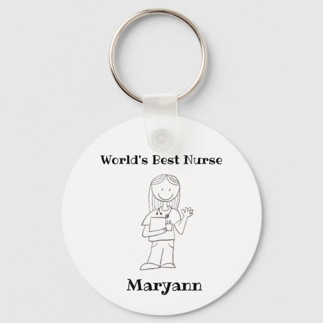 "World's Best Nurse" Personalized Keychain (Front)