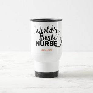 Worlds Best Nurse Stethoscope Pink Personalized Travel Mug