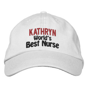 World's Best Nurse with Red Name Embroidered Baseball Cap