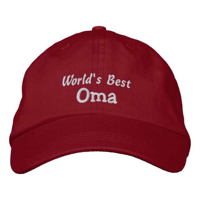World's Best Oma-Grandparent's Day OR Birthday Embroidered Baseball Cap (Front)