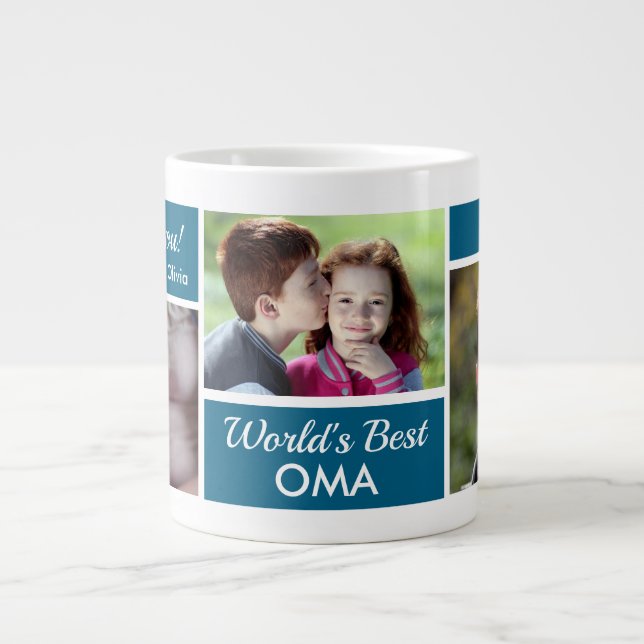 World's Best Oma Photo Collage Giant Coffee Mug (Front)