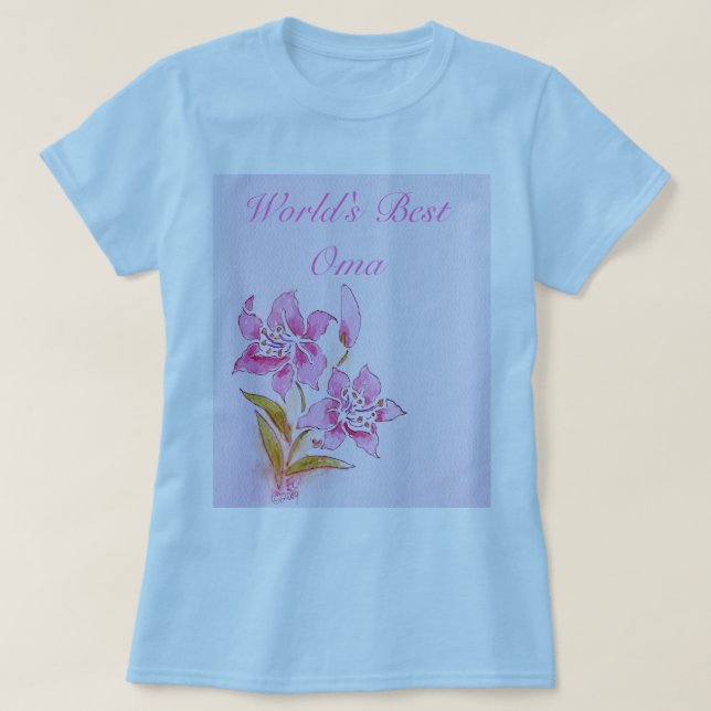 World's Best Oma Pink Lily T-Shirt (Design Front)