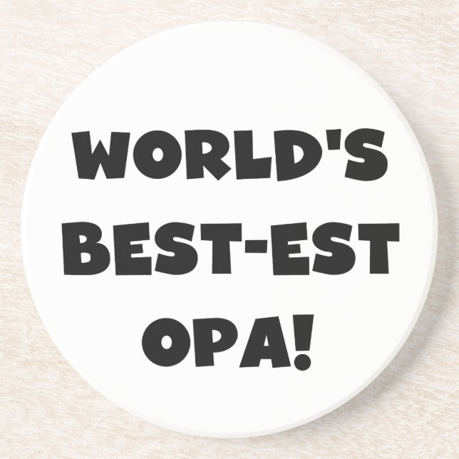 World's Best Opa Black Text T-shirts and Gifts Drink Coaster (Front)