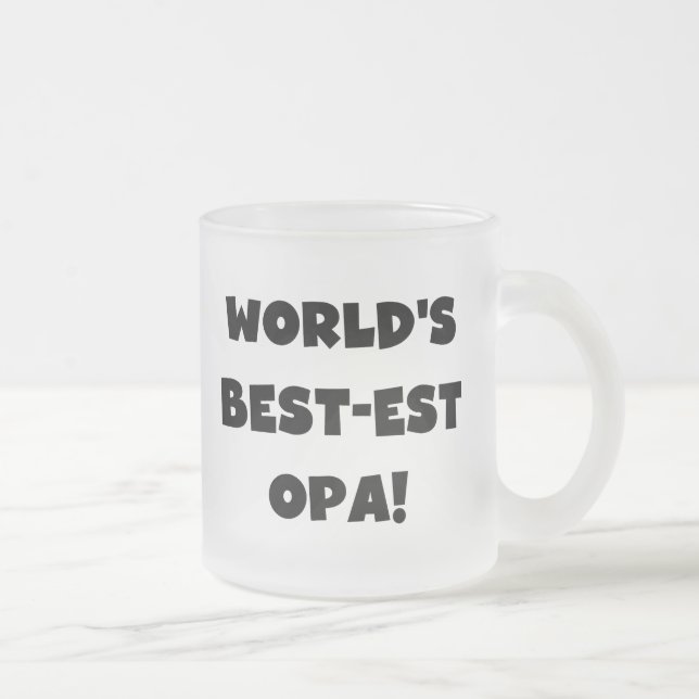 World's Best Opa Black Text T-shirts and Gifts Frosted Glass Coffee Mug (Right)