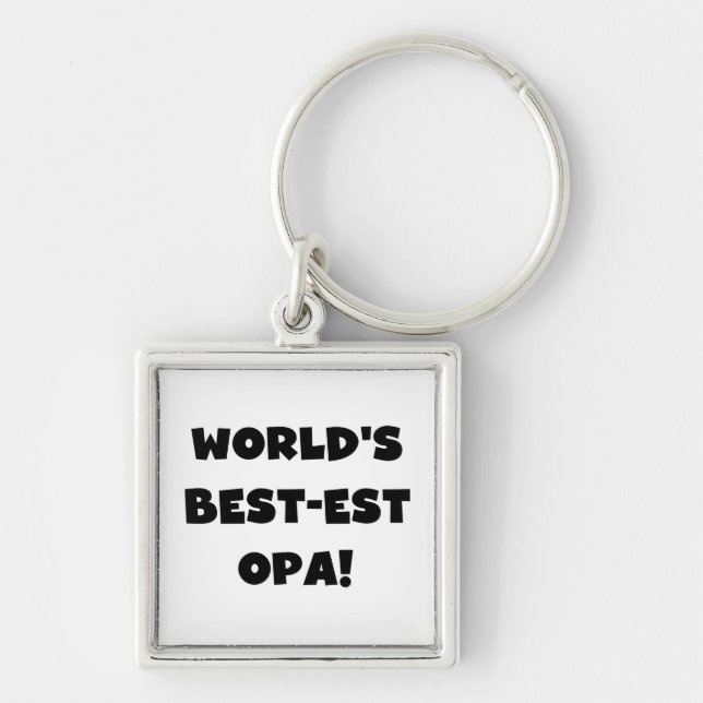 World's Best Opa Black Text T-shirts and Gifts Keychain (Front)