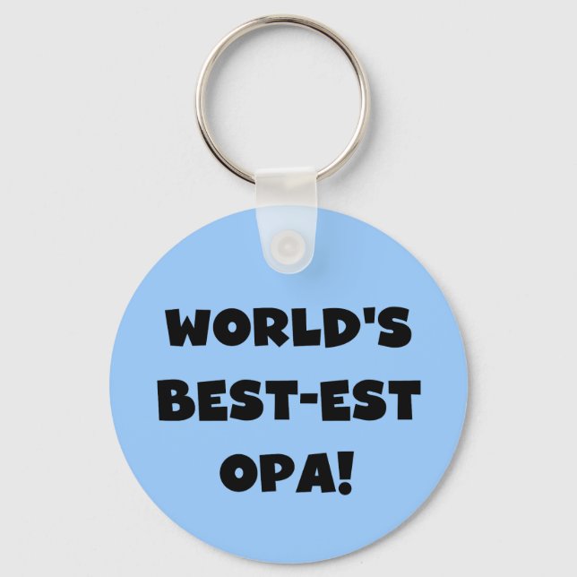 World's Best Opa Black Text T-shirts and Gifts Keychain (Front)