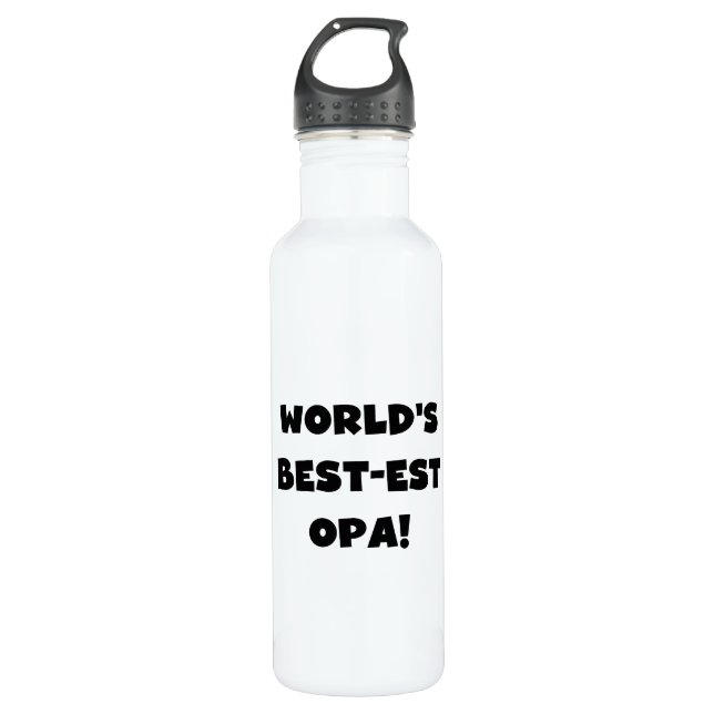 World's Best Opa Black Text T-shirts and Stainless Steel Water Bottle (Front)
