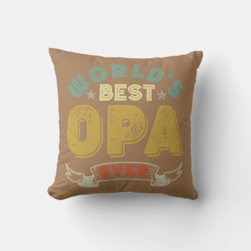 Worlds Best Opa Ever Funny German Grandpa Mens  Throw Pillow