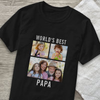 World's Best Papa 3 Photo Collage Text Black