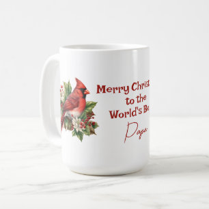 World's Best Papa Christmas Red Cardinal Coffee Mug