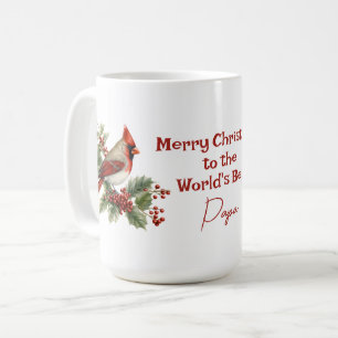 World's Best Papa Christmas Red Cardinal Coffee Mug