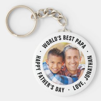 World's Best Papa Father's Day Photo Gift Keychain