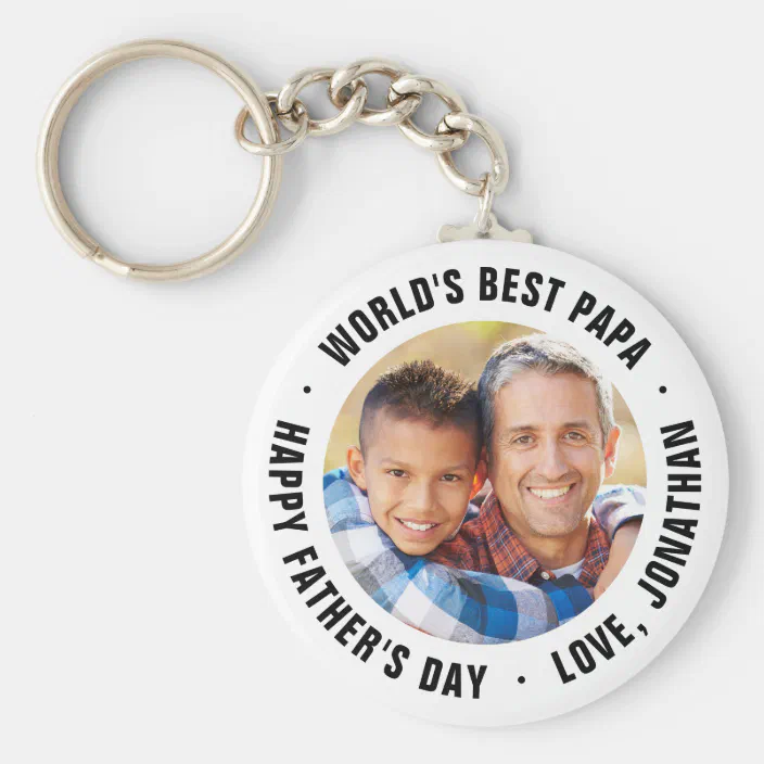 Dad Grandad Personalised Engraved Photo & Text KeyringFATHERS DAY GIFT