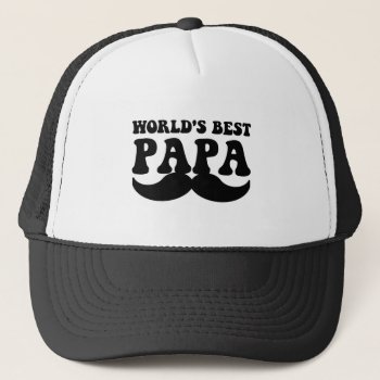 World's Best Papa Mustache Trucker Hat by holidaysboutique at Zazzle