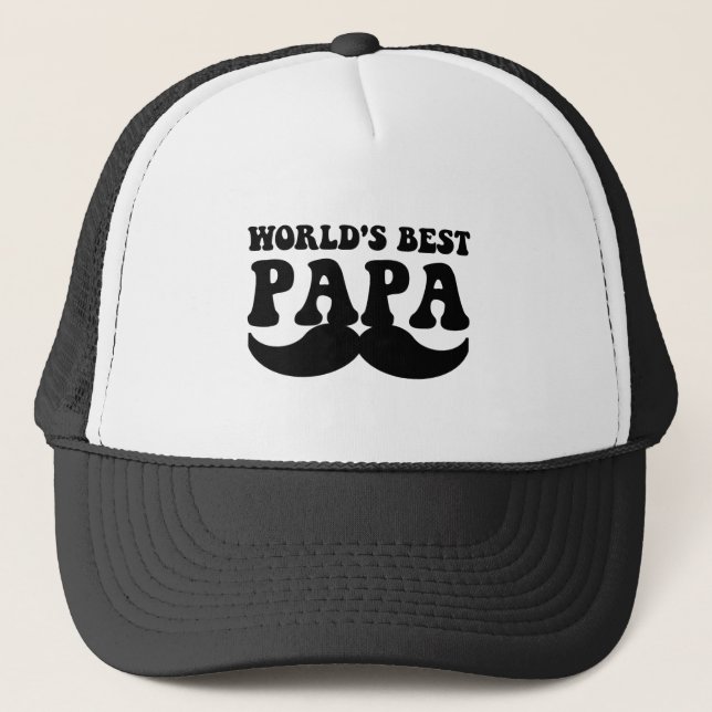 world's best papa mustache trucker hat (Front)