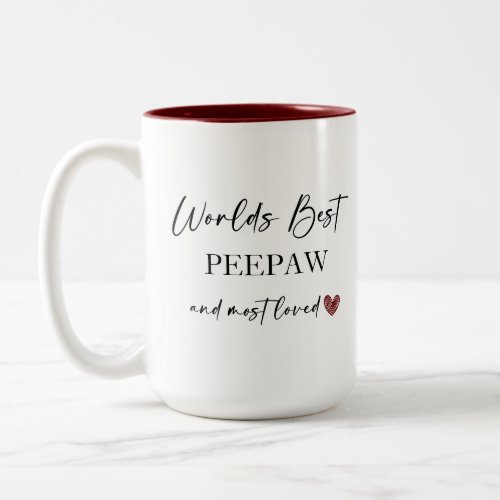 Worlds Best Peepaw and Most Loved Photo Gift Two_Tone Coffee Mug