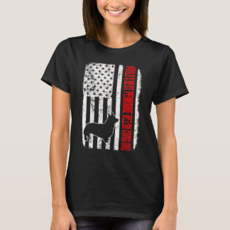 Worlds Best Pembroke Welsh Corgi Dad American Flag T-Shirt