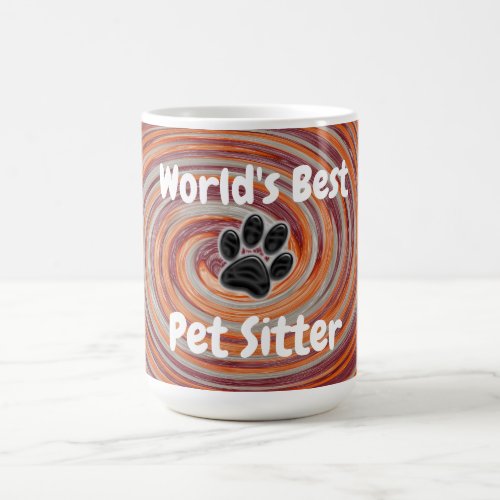 Worlds Best Pet Sitter Groovy Paw Print Caregiver  Coffee Mug