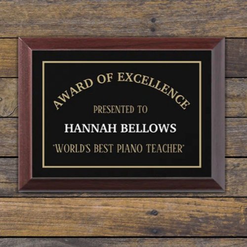 Worlds Best Piano teacher Award Plaque