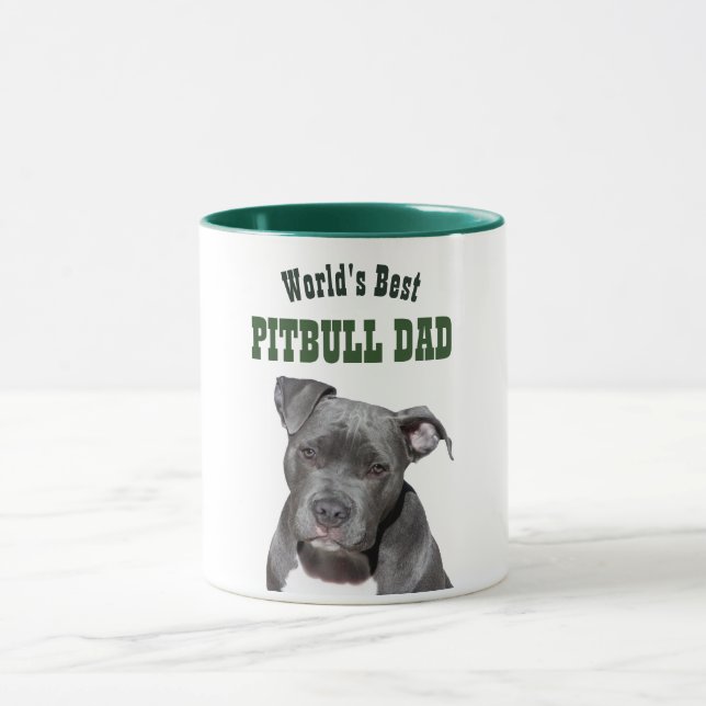 Worlds Best PITBULL DAD - Black Pitty Dog Face Mug (Center)
