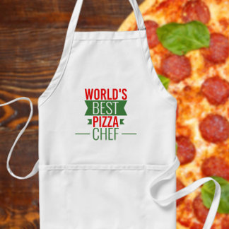 World's Best Pizza  Chef   -  red white green Adult Apron