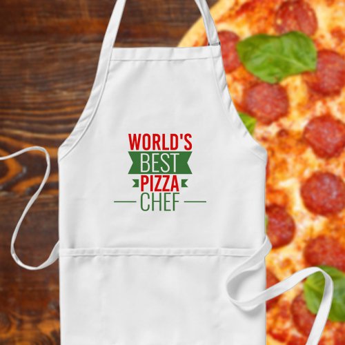 Worlds Best Pizza  Chef   _  red white green Adult Apron
