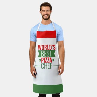 World's Best Pizza Chef - red white green Apron