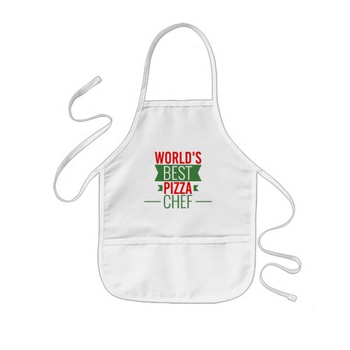 Worlds Best Pizza  Chef   _  red white green Kids Apron