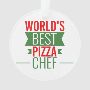 World's Best Pizza Chef - red white green Ornament