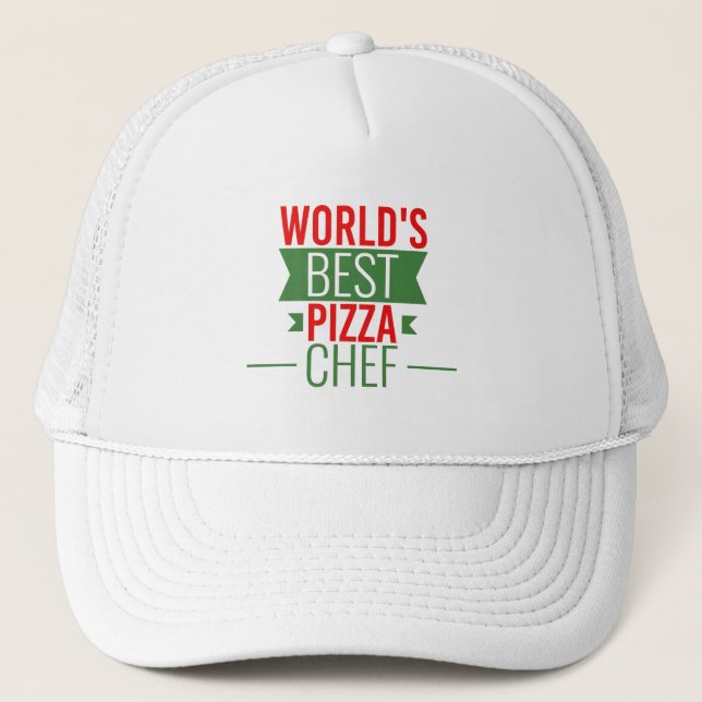 World's Best Pizza  Chef   -  red white green Trucker Hat (Front)