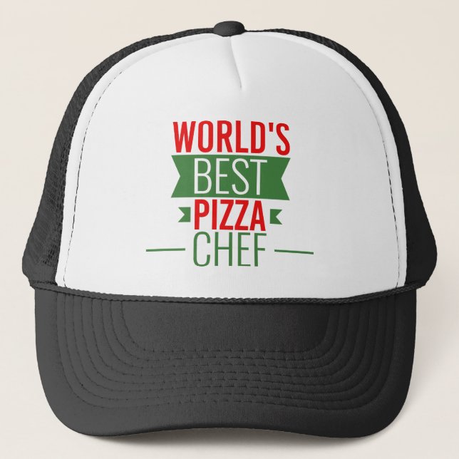 World's Best Pizza  Chef   -  red white green Trucker Hat (Front)