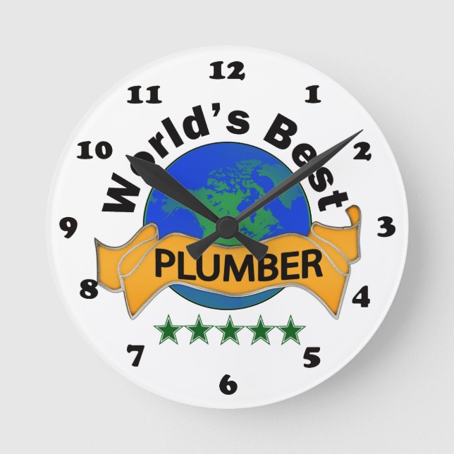 World's Best Plumber Round Clock (Front)