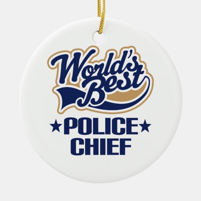 Worlds Best Police Chief Ornament Keepsake Gift (Front)