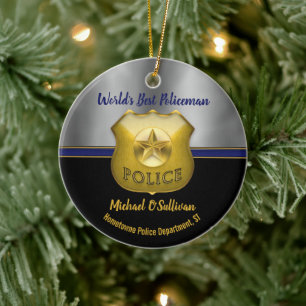 World's Best Policeman Photo Keepsake Ceramic Ornament
