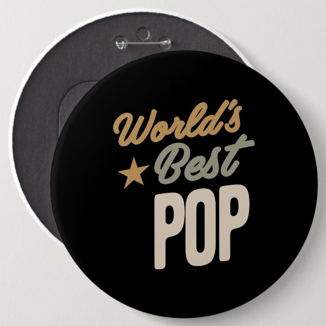 World's Best Pop - Father and Grandpa Gifts Button (Front & Back)