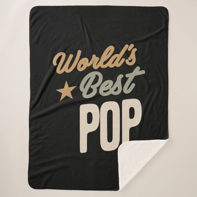 World's Best Pop - Father and Grandpa Gifts Sherpa Blanket (Front)