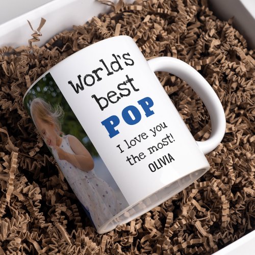 Worlds Best Pop Love You Most Grandkid Photo     Coffee Mug