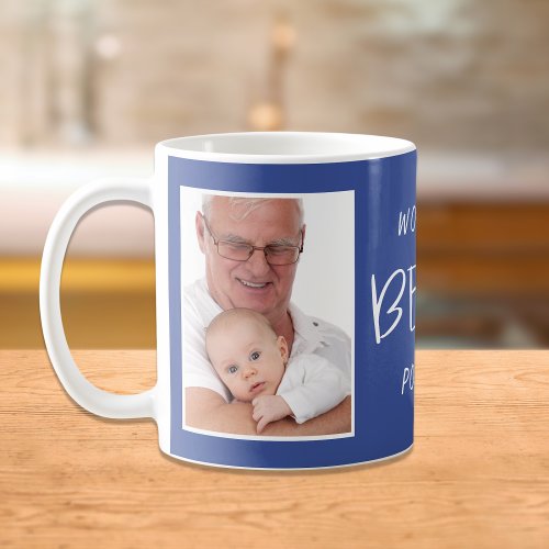 Worlds Best Pop Pop Custom Photo Blue Coffee Mug