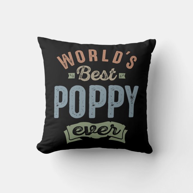 Worlds Best Poppy Throw Pillow (Front)