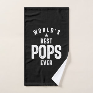 World's Best Pops Ever Father Grandfather Gift Hand Towel