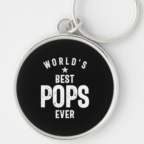 Worlds Best Pops Ever  Father Grandfather Gift Keychain