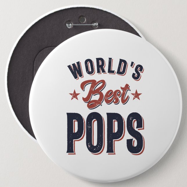 World's Best Pops | Father Grandpa Gift Button (Front & Back)