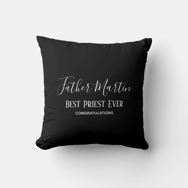 Worlds Best Priest Pastor Deacon Minister Nun Throw Pillow (Front)