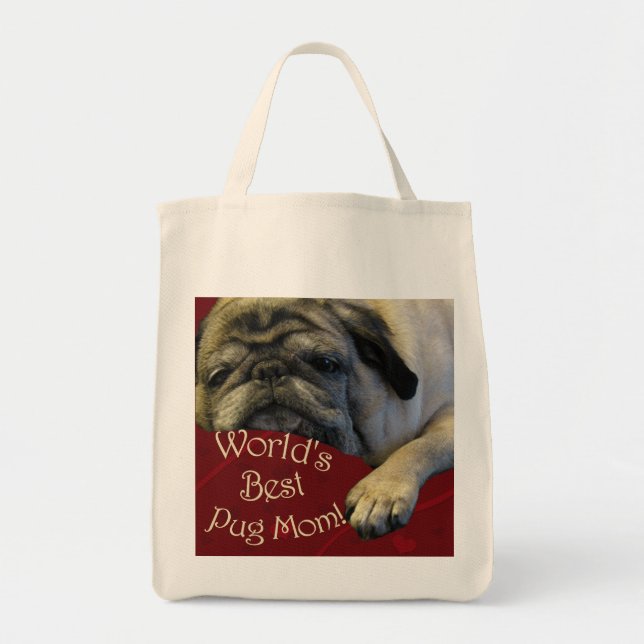 World's Best Pug Mom Tote Bag (Front)