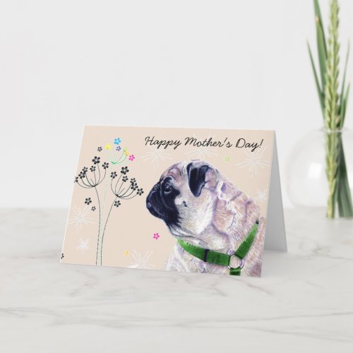 Worlds Best Pug Mommy Mothers Day Card