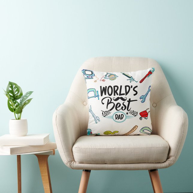 World's Best Quote DIY Enthusiast's Tools Pattern Throw Pillow (Creator Uploaded)