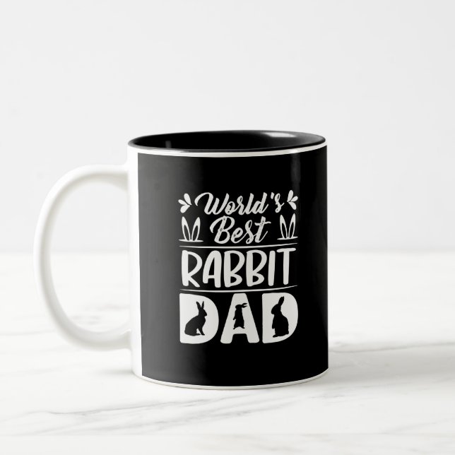 World's Best Rabbit Dad-daughter-mom-bunny dad-fun Two-Tone Coffee Mug (Left)