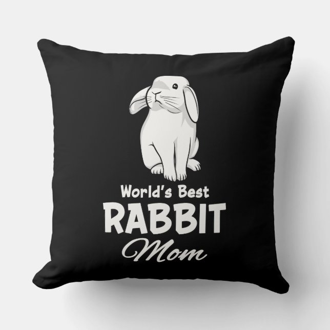 Worlds Best Rabbit Mom Bunny Mother Throw Pillow (Front)